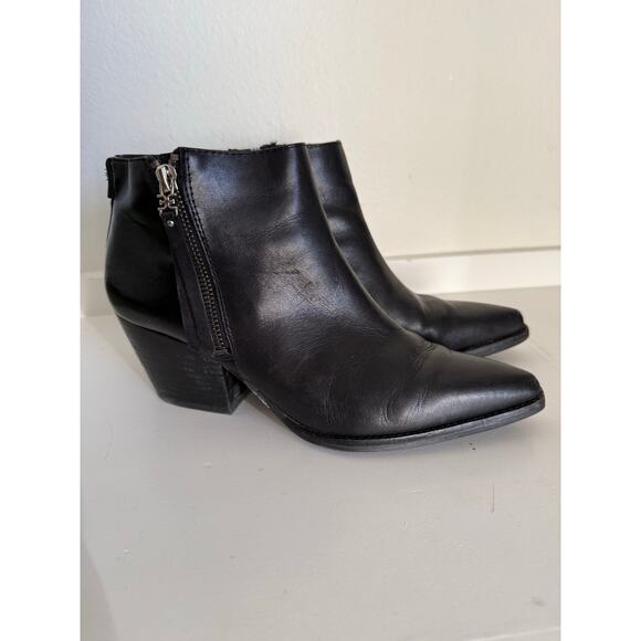 Sam Edelman Walden Black Leather Booties Boots Pointed Toe Size 7.5 Women's - Picture 2 of 12